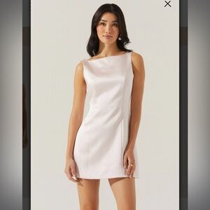 Astr The Label Alisanne Boatneck Satin Mini Formal Dress Pink Sz M NWT